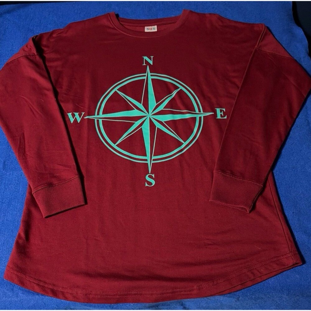 SGS Premium Cotton Compass Graphic Long Sleeve Top Size M